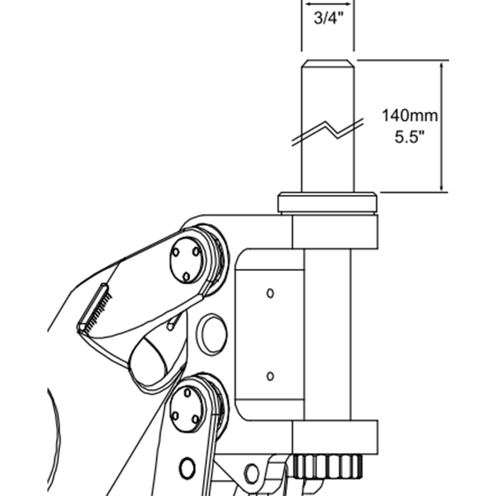 Arm Post 3/4in – Stick Out 40mm / 1.5in